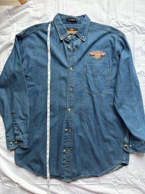Yellowstone Embroidered Denim Button-Down Shirt - Blue